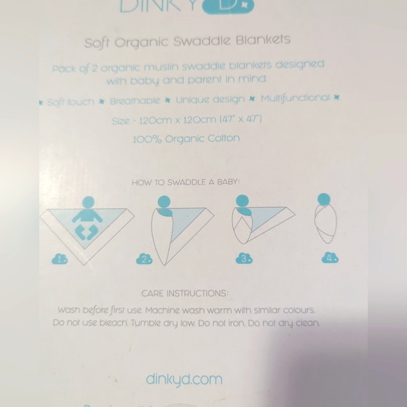 NWT Dinky D Soft Organic Swaddle Blankets 100% Cotton Organic 47" x 47" - Picture 3 of 5